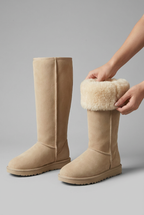 Constance | Women's Flat Knee High Boots Round-Toe Side-Zip Winter Boots