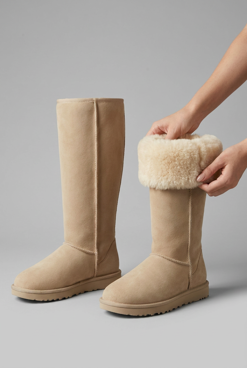 Constance | Women's Flat Knee High Boots Round-Toe Side-Zip Winter Boots