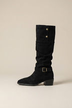 Séraphine | Women's Ruched Ankle Boots Square-Toe Chunky Heel Pull-On Boots
