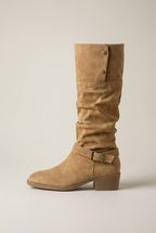 Séraphine | Women's Ruched Ankle Boots Square-Toe Chunky Heel Pull-On Boots