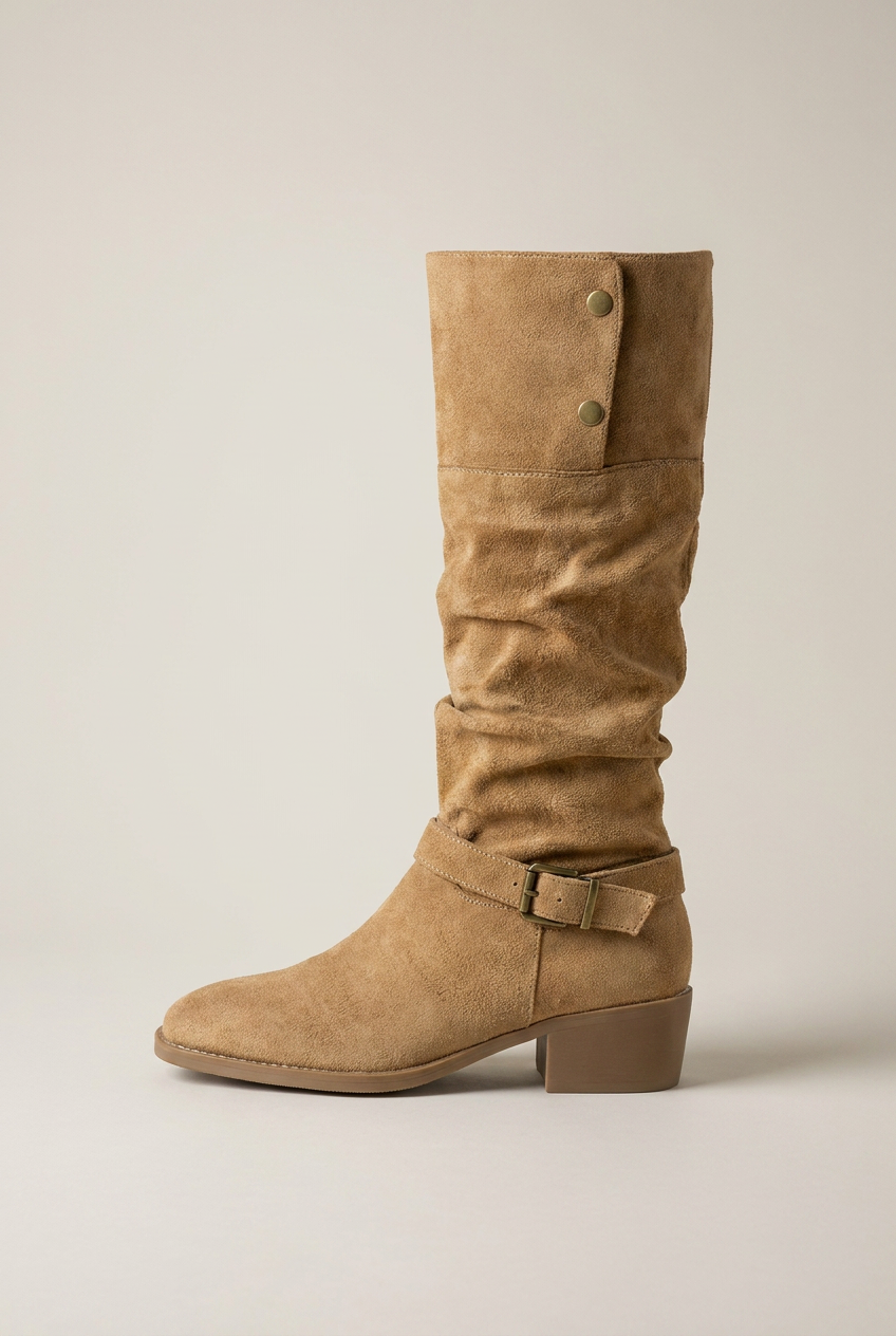 Séraphine | Women's Ruched Ankle Boots Square-Toe Chunky Heel Pull-On Boots