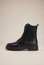 Constance | Women's Leather-Look Lace-Up Ankle Boots Round-Toe Block Heel Combat Boots