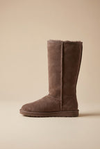 Ondine | Women's Fleece-Lined Knee High Boots Suede Round-Toe Flat Side-Zip Winter Boots