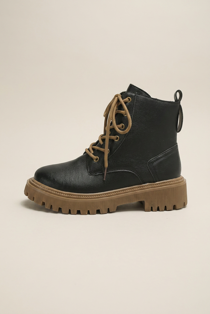Reine | Women's Mid-Heel Combat Boots Chunky Lined Everyday Ankle Boots