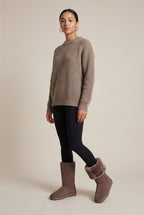 Ondine | Women's Fleece-Lined Knee High Boots Suede Round-Toe Flat Side-Zip Winter Boots
