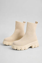 Séraphine | Women's Pull-On Ankle Boots Round-Toe Mid-Heel Stitched Everyday Boots