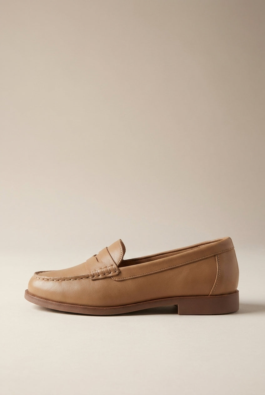 Séraphine | Women's Leather-Look Slip-On Loafers Round-Toe Chunky Platform Everyday Flats