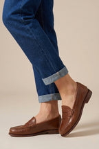 Séraphine | Women's Leather-Look Slip-On Loafers Round-Toe Chunky Platform Everyday Flats