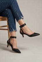 Ondine | Women's Pointed-Toe Slingback Kitten Heels Adjustable Ankle Strap Court Shoes