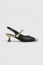 Ondine | Women's Kitten Heel Pumps Pointed-Toe Slingback Pearl-Strap Dress Heels