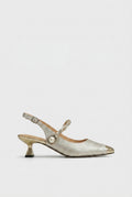 Ondine | Women's Kitten Heel Pumps Pointed-Toe Slingback Pearl-Strap Dress Heels