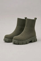 Séraphine | Women's Pull-On Ankle Boots Round-Toe Mid-Heel Stitched Everyday Boots