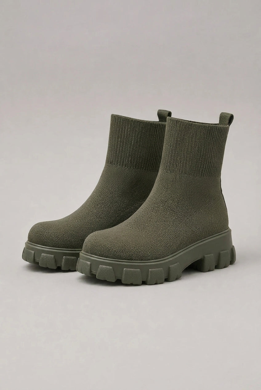 Séraphine | Women's Pull-On Ankle Boots Round-Toe Mid-Heel Stitched Everyday Boots