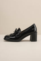 Margaux | Women's Tassel Bow Heeled Loafers Square-Toe Block-Heel Slip-On Shoes
