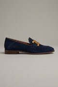 Margaux | Women's Suede Loafers Flat Slip-On Chain-Detail Almond-Toe Everyday Shoes