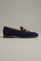 Margaux | Women's Suede Loafers Flat Slip-On Chain-Detail Almond-Toe Everyday Shoes