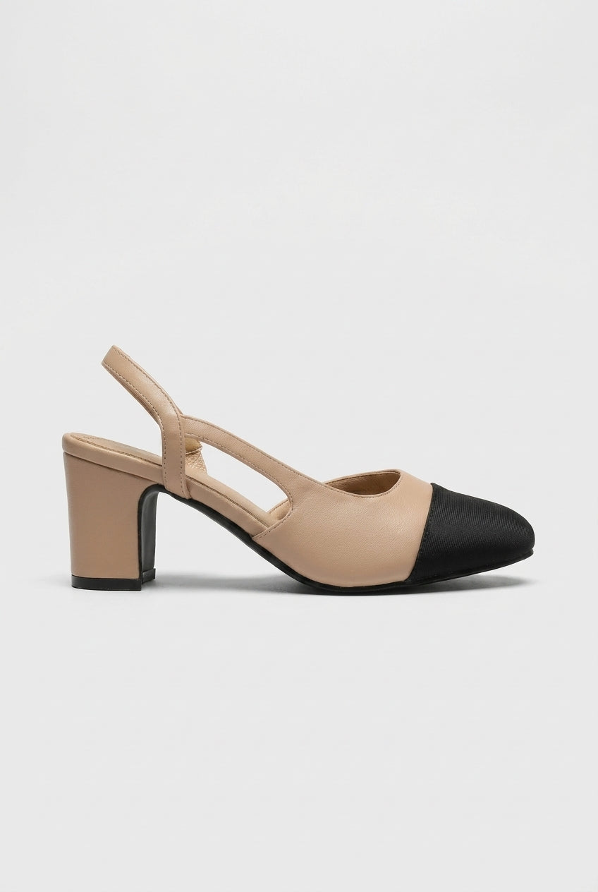Ondine | Women's Block Heel Slingback Pumps Square-Toe Mid-Heel Work Shoes