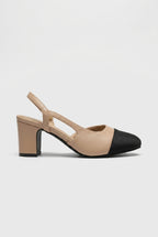 Ondine | Women's Block Heel Slingback Pumps Square-Toe Mid-Heel Work Shoes