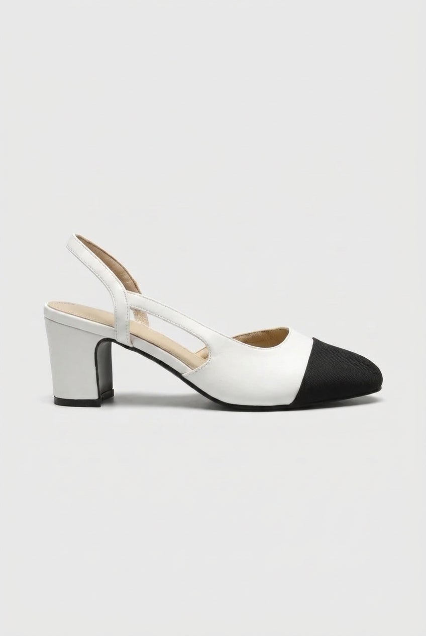 Ondine | Women's Block Heel Slingback Pumps Square-Toe Mid-Heel Work Shoes