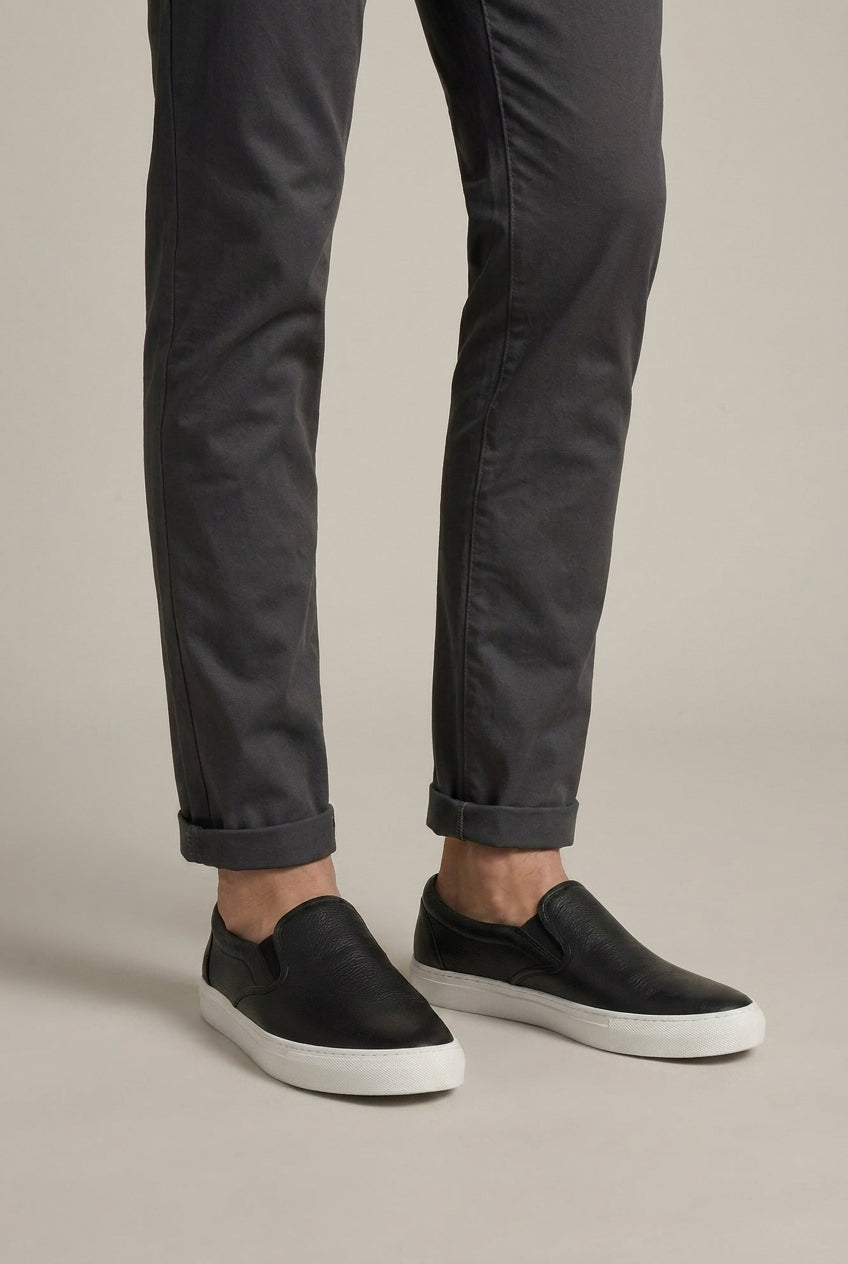 Repère | Men's Canvas Slip-On Sneakers Low-Top Elastic Gore Rubber-Sole Everyday Casual Shoes