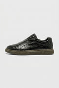 Cavalier | Men's Leather Slip-On Sneakers Round-Toe Ridged-Sole Everyday Shoes