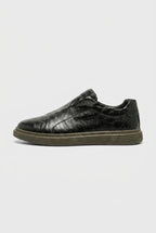 Cavalier | Men's Leather Slip-On Sneakers Round-Toe Ridged-Sole Everyday Shoes