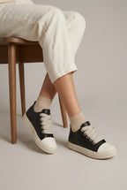 Séraphine | Women's Leather Platform Sneakers Low-Top Contrast Toe Cap