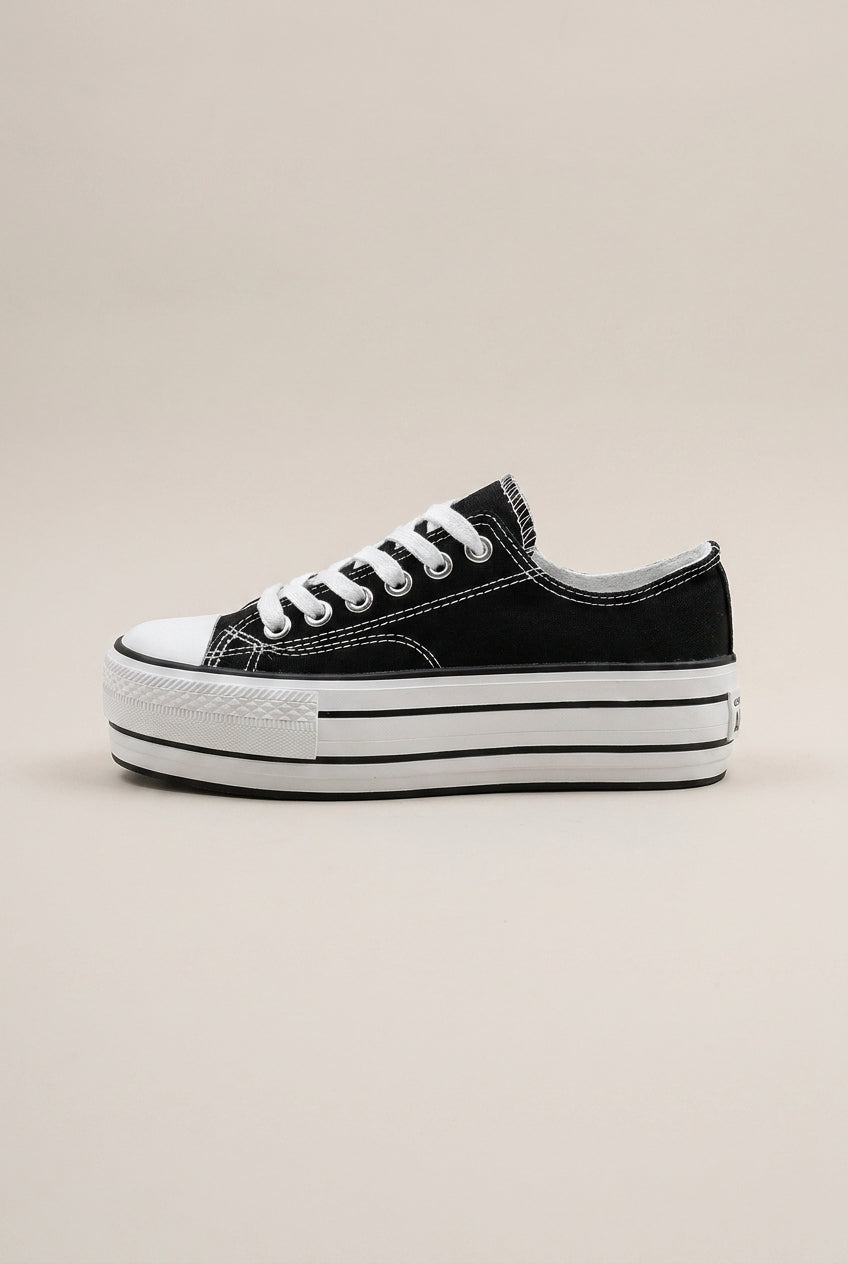 Constance | Women's Canvas Platform Sneakers Thick Sole Lace-Up