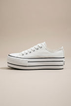 Constance | Women's Canvas Platform Sneakers Thick Sole Lace-Up