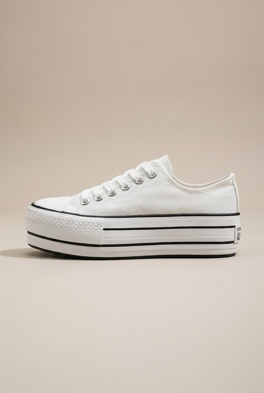 Constance | Women's Canvas Platform Sneakers Thick Sole Lace-Up