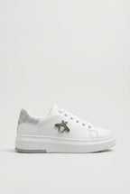 Nacre | Women's Platform Trainers Lace-Up Charm Detail Sneakers