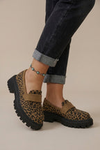 Reine | Women's Leopard Print Platform Loafers Chunky Sole Slip-On