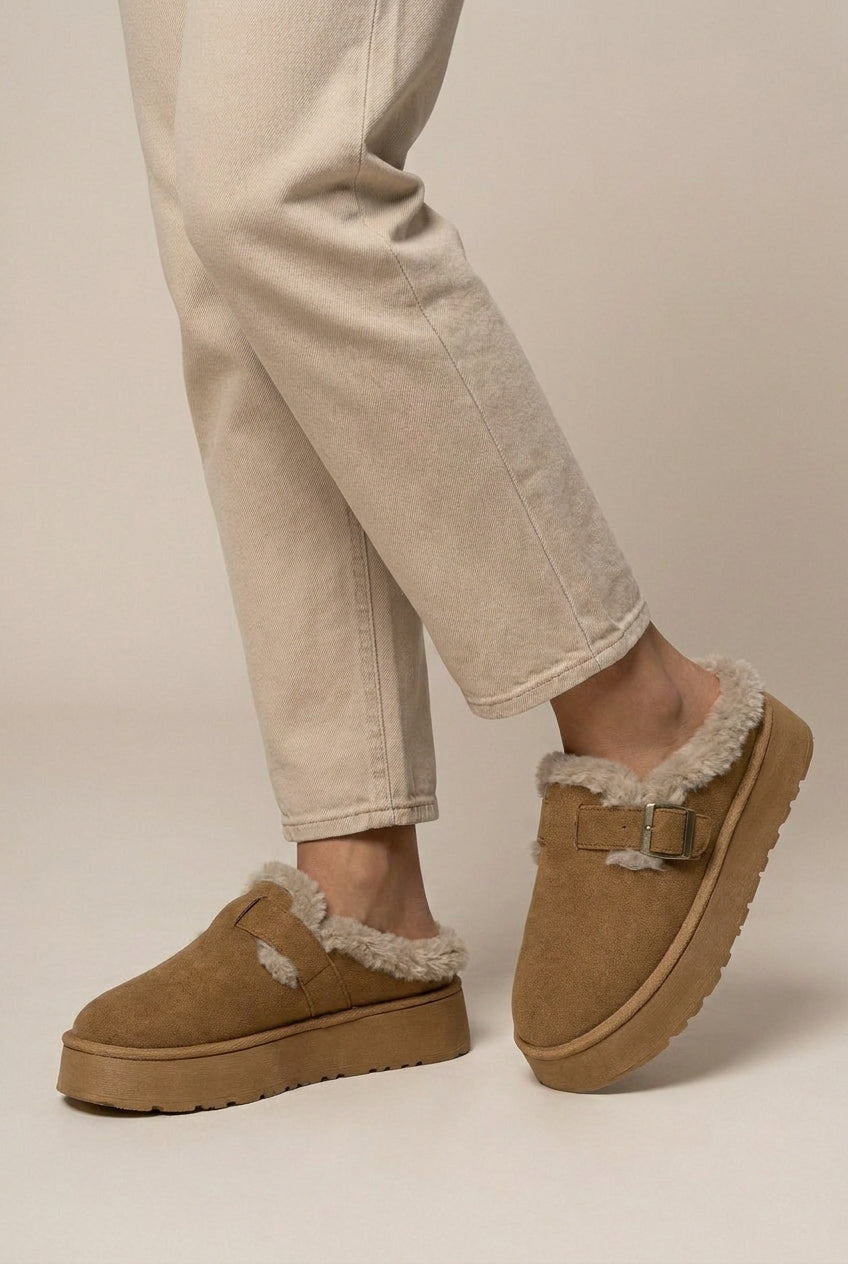 Constance | Women’s Plush-Lined Low Platform House Slippers