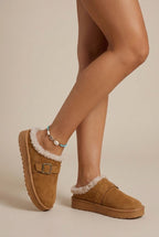 Aveline | Women’s Fleece-Lined Closed-Toe Suede House Slippers