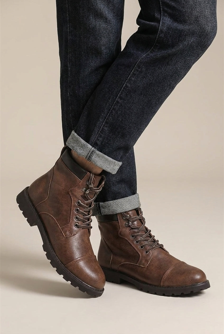 Bastion | Men's Round-Toe Warm-Lined Lace-Up Boots
