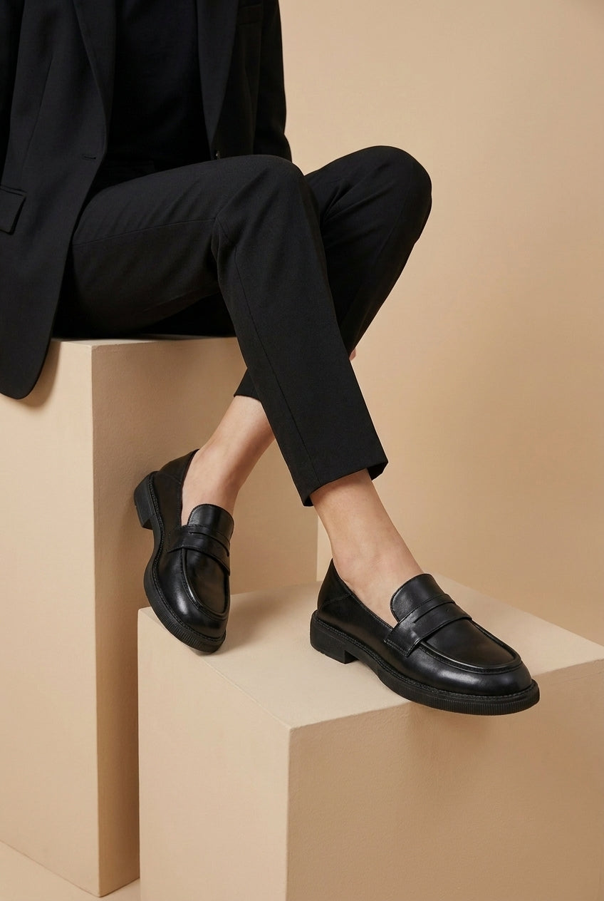 Aveline | Women's Slip-On Loafers Low Heel Round-Toe Flat Shoes
