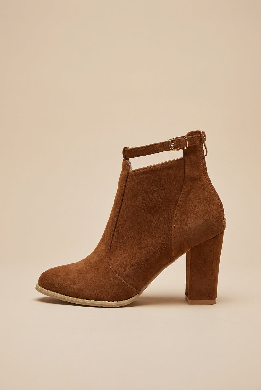 Reine | Women's Heeled Ankle Boots Buckle Round-Toe Lined Boots