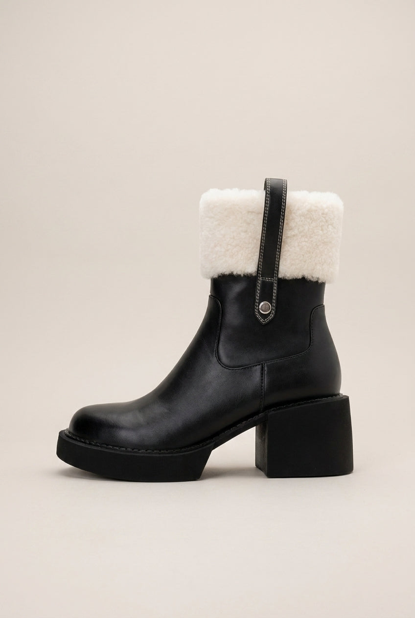Ondine | Women's Block Heel Boots Side-Zip Patent Finish Boots