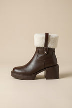 Ondine | Women's Block Heel Boots Side-Zip Patent Finish Boots