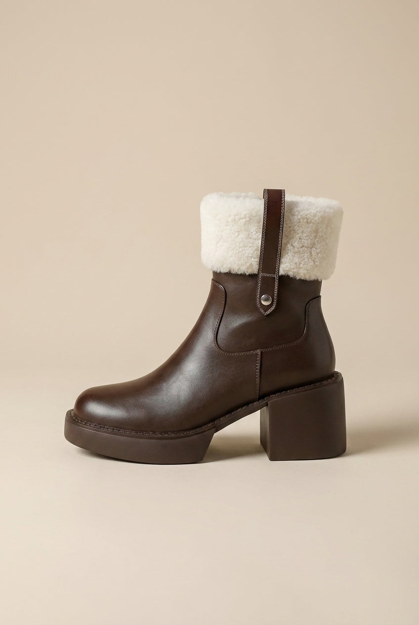 Ondine | Women's Block Heel Boots Side-Zip Patent Finish Boots