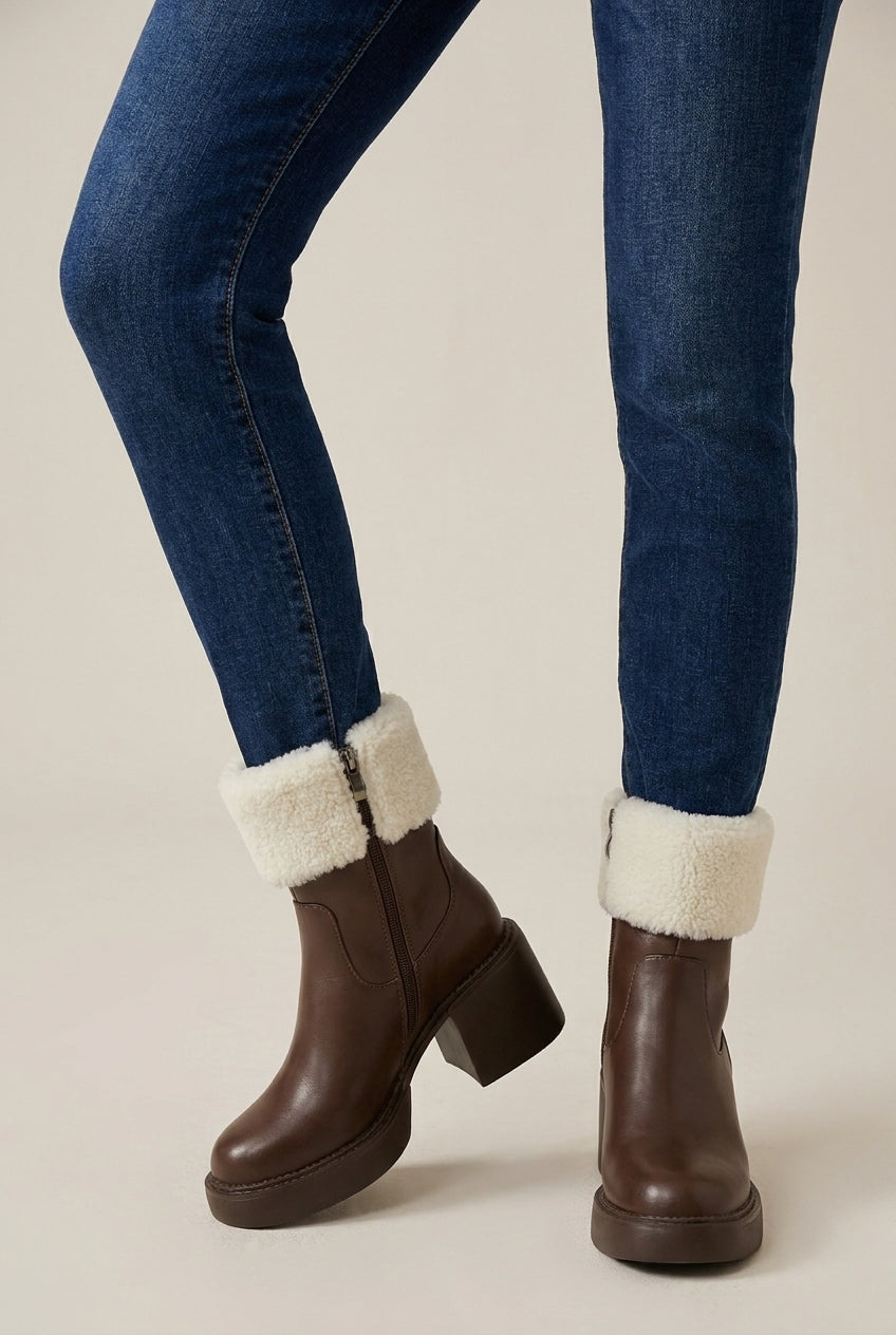 Ondine | Women's Block Heel Boots Side-Zip Patent Finish Boots