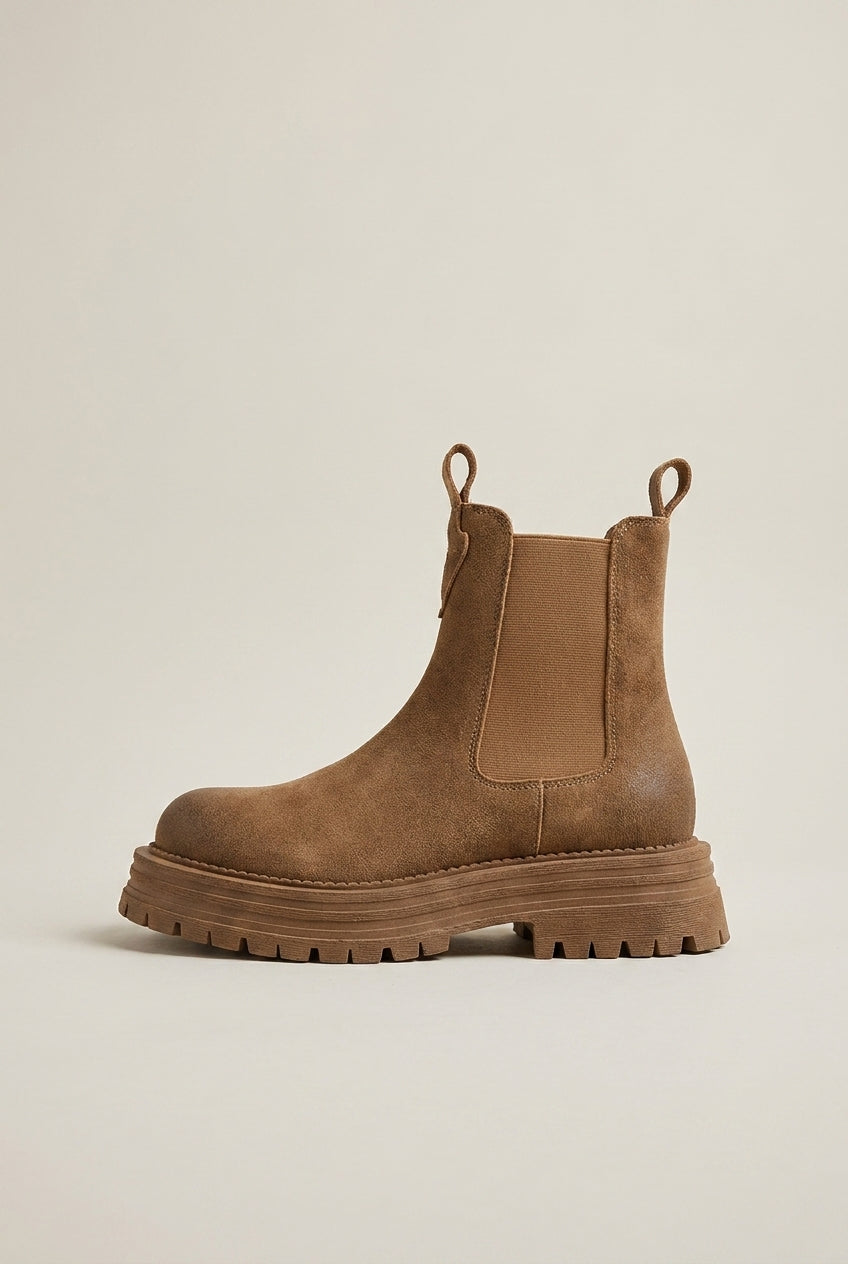 Constance | Women's Combat Boots Chunky Sole Mid-Calf Pull-On Boots