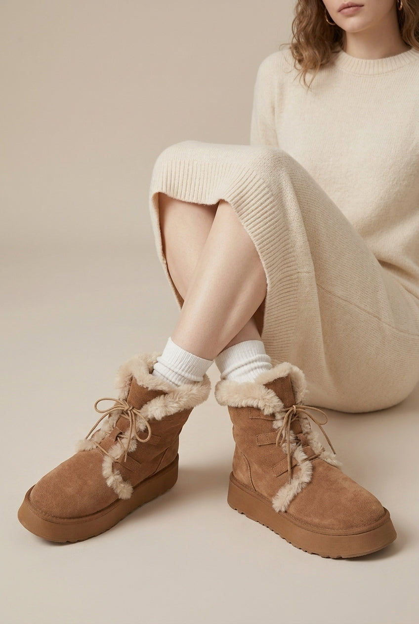 Constance | Women's Snow Boots Warm Suede Lugged Sole Winter Boots