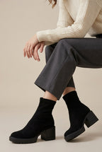 Ondine | Women's Heeled Ankle Boots Block Heel Cutout Zip-Up Boots