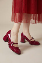 Reine | Women's Chunky Heel Mary Jane Pumps Round-Toe Block Heel Shoes