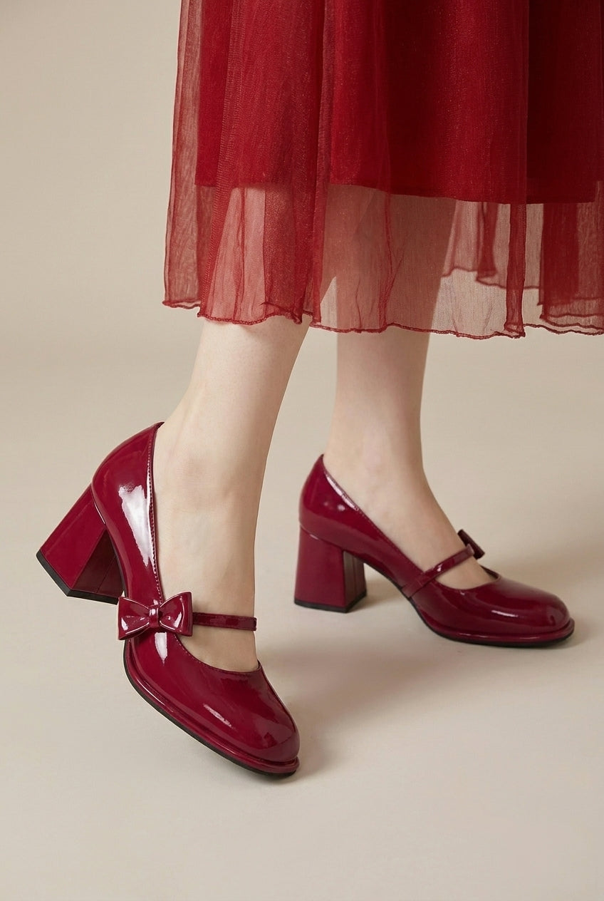 Reine | Women's Chunky Heel Mary Jane Pumps Round-Toe Block Heel Shoes