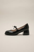 Ondine | Women's Bow Mary Jane Pumps Platform Mid-Heel Round-Toe Shoes