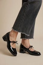 Ondine | Women's Bow Mary Jane Pumps Platform Mid-Heel Round-Toe Shoes