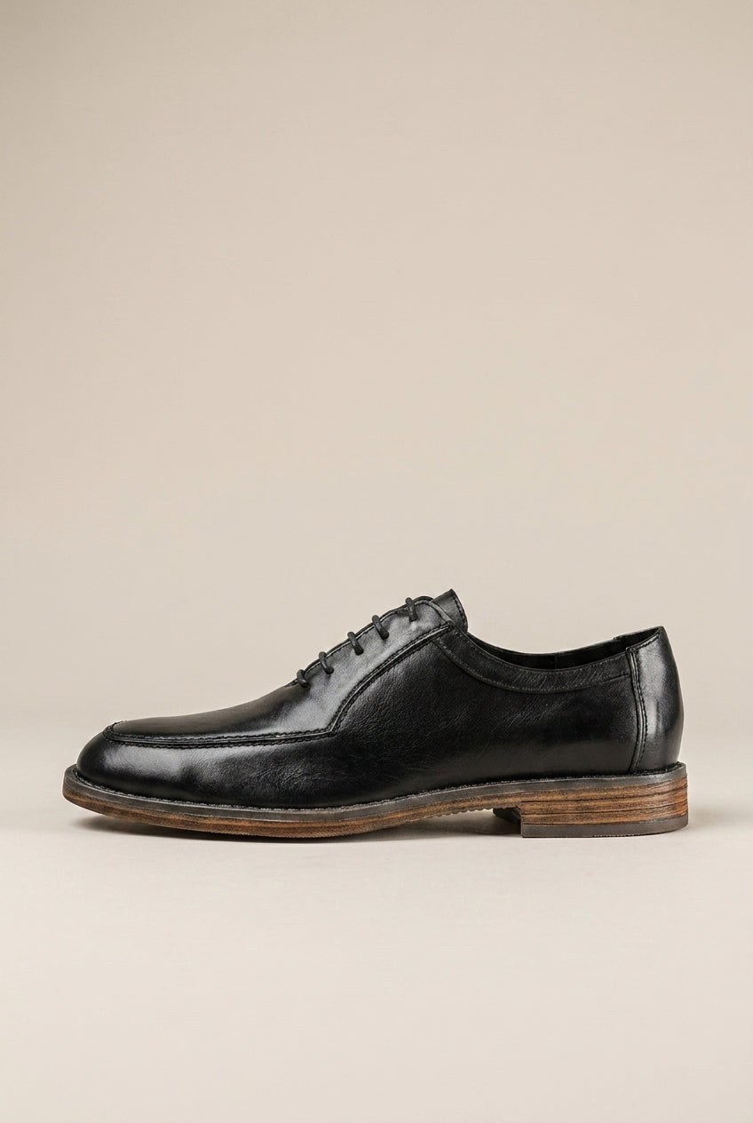 Bastion | Men's Cowhide Leather Lace-Up Oxford Dress Shoes Low-Cut Business-Casual Formal Shoes