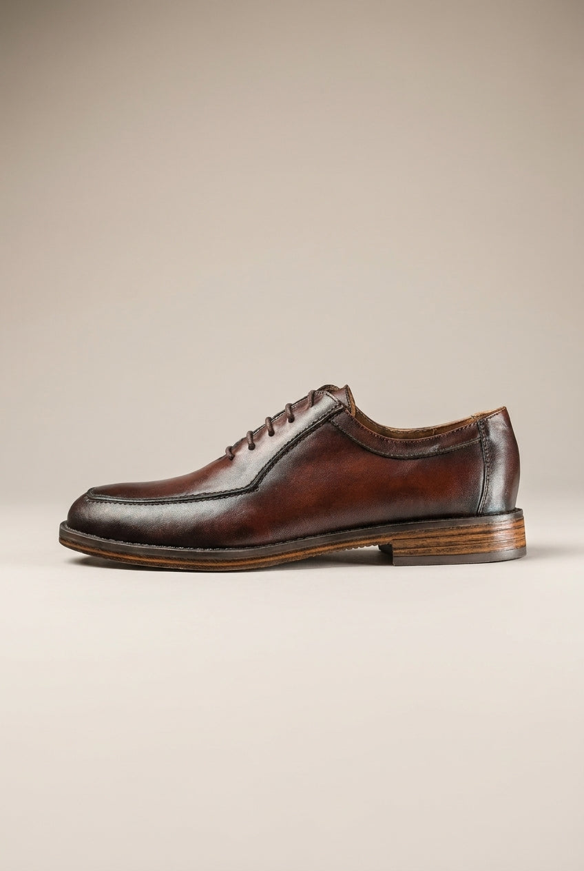Bastion | Men's Cowhide Leather Lace-Up Oxford Dress Shoes Low-Cut Business-Casual Formal Shoes